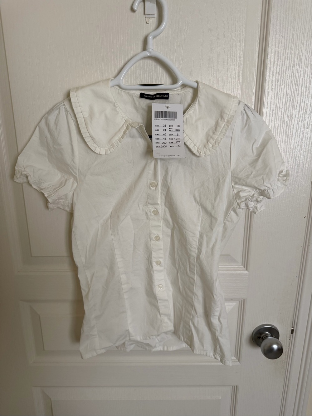 Brandy Melville White Peter Pan Collar Button-Up Blouse